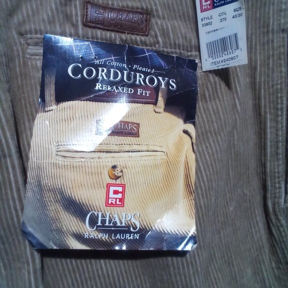 NWT Chaps Ralph Lauren relaxed fit corduroy pants 40x30 - Picture 1 of 3